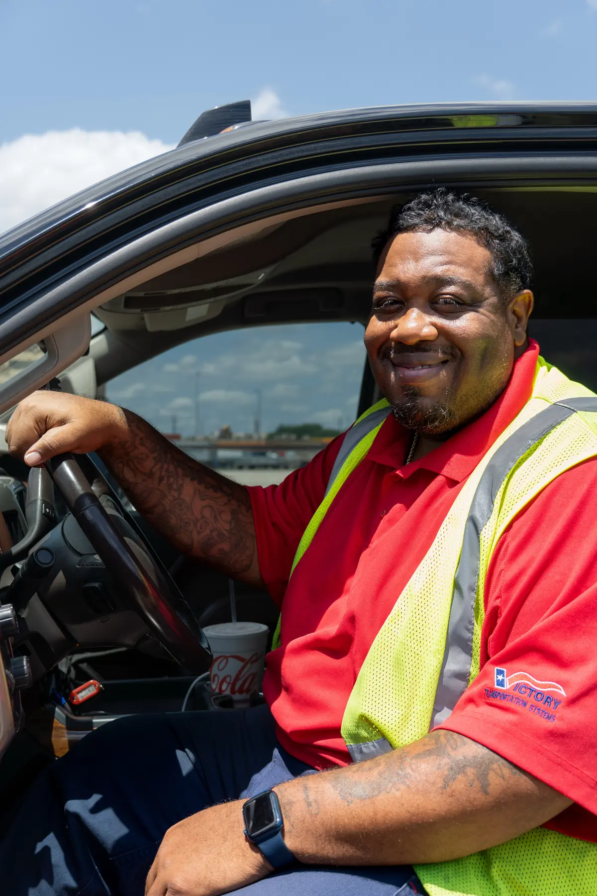 Victory owner operator seated in his vehicle