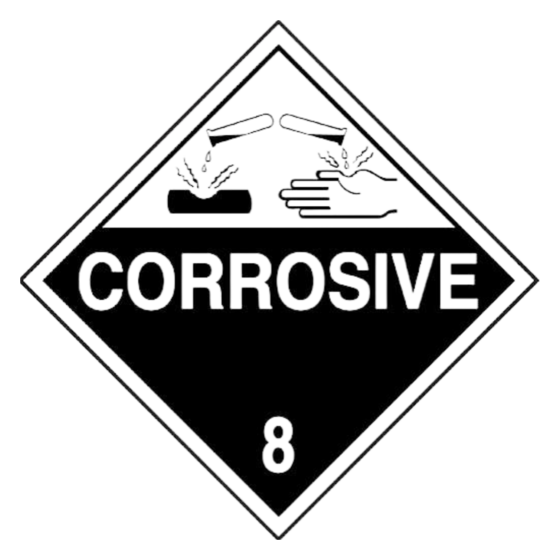 Class 8 — Corrosive Materials placard