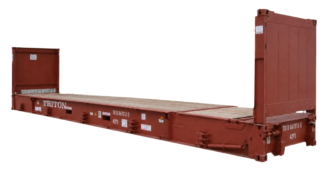 Open-sided flat rack container with fixed end walls